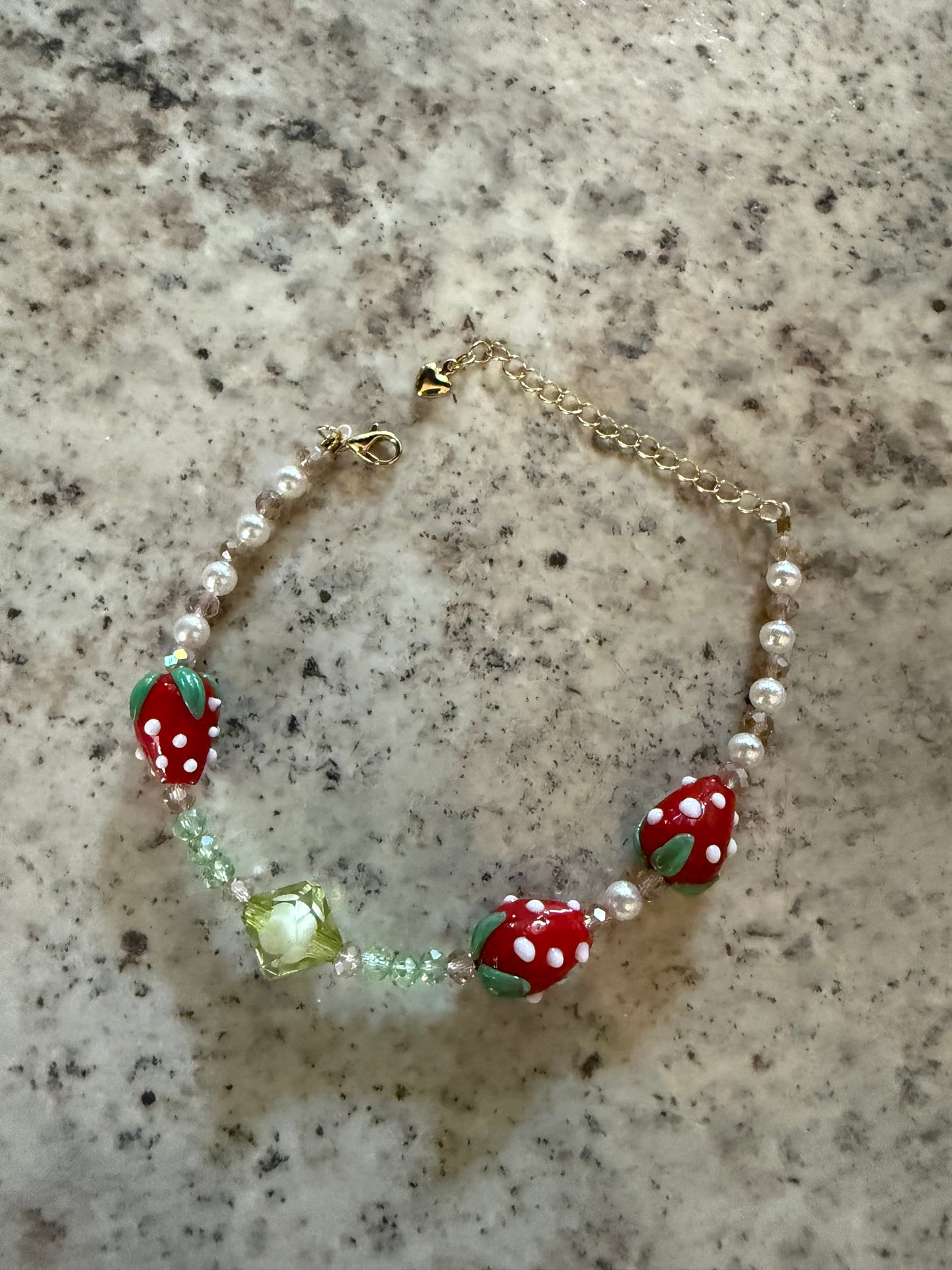 Strawberries and Green Bracelet