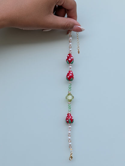 Strawberries and Green Bracelet