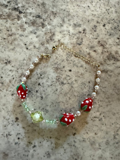 Strawberries and Green Bracelet