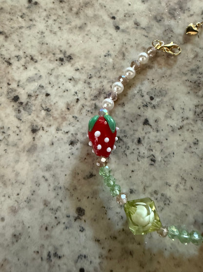 Strawberries and Green Bracelet